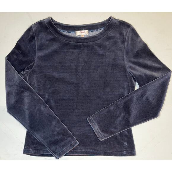 VTG Fornari Women’s Ribbed Velour Top Blue Rust Striped Long Sleeve Sz 3 (XS) - Picture 4 of 12